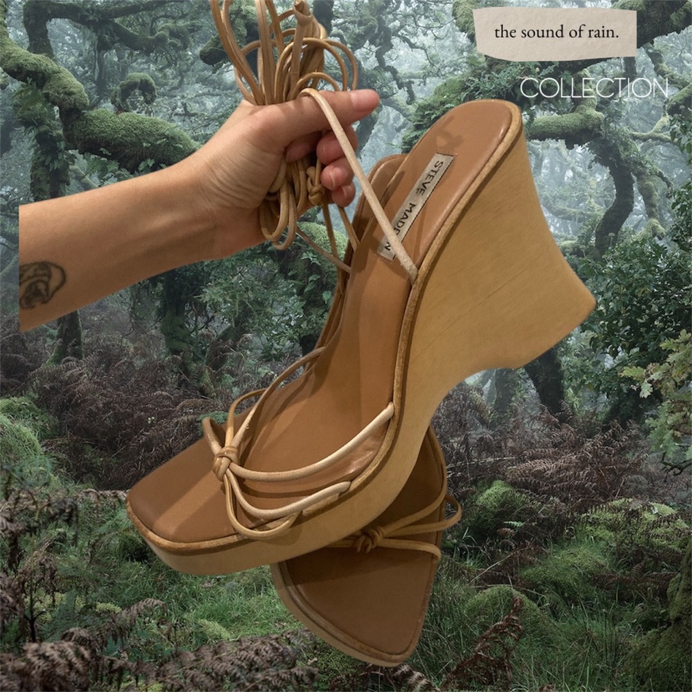 Vintage Y2k BoHo Fairygrunge Steve Madden Wooden Wedge Sandals